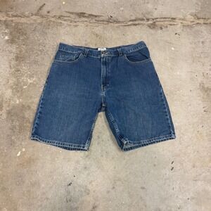 St Johns Bay Mens Denim Shorts Blue Medium Wash Cotton Relaxed Fit Size 38